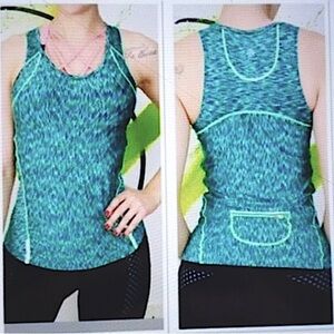 Athleta Womens Green Blue Burnout Running Athletic Tank Size Small